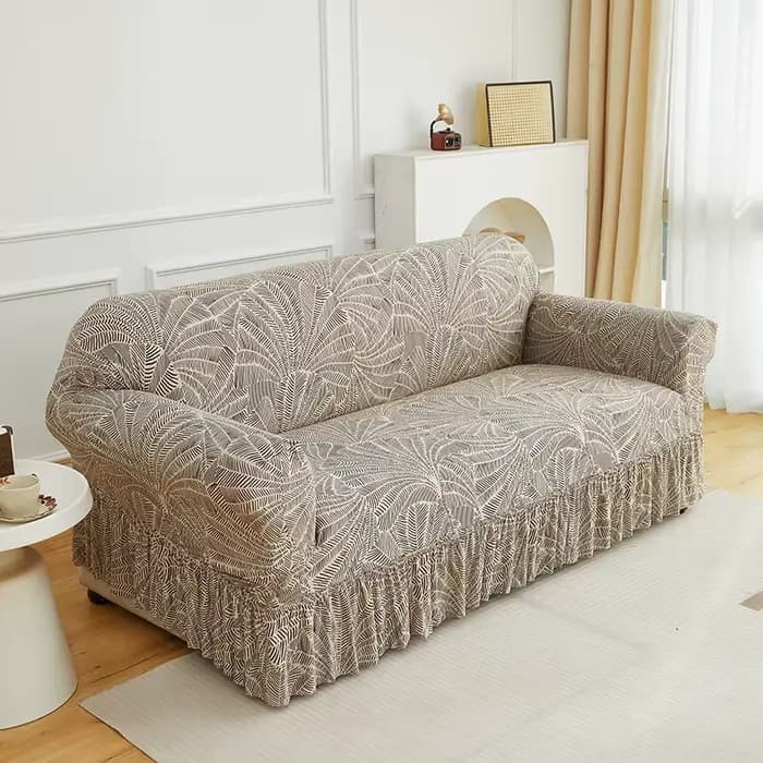 Housse de canapé extensible imprimée 1/2/3/4 places avec jupe