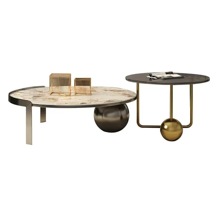 Table basse ronde simple en pierre