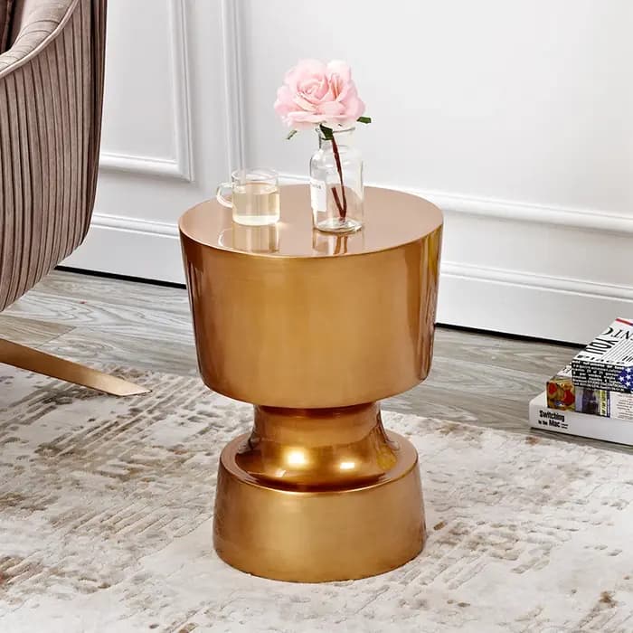 Table basse d'angle contemporaine nordique, console en laiton brossé, table d'appoint de luxe