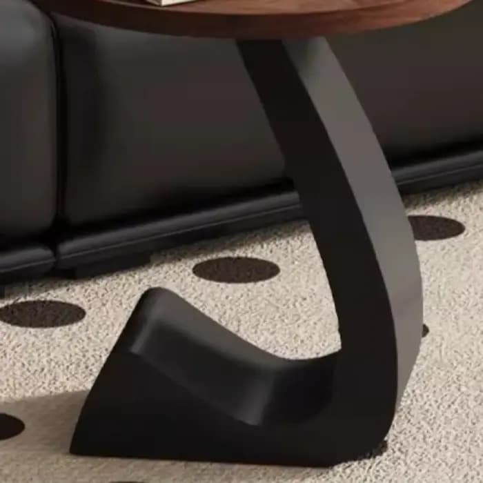 Table d'appoint basse ronde en forme de C