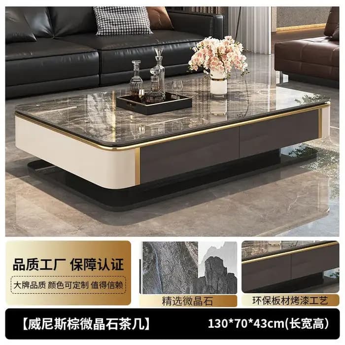 Table basse de rangement rectangulaire en pierre microcristalline, style Mid-century, pour salon, mo