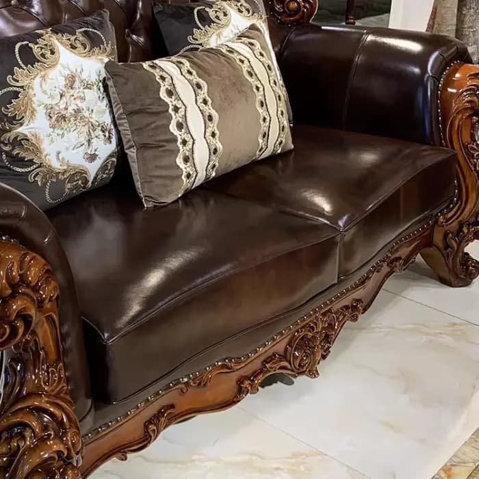 Meubles de salon de villa en cuir pleine fleur de luxe européen et américain