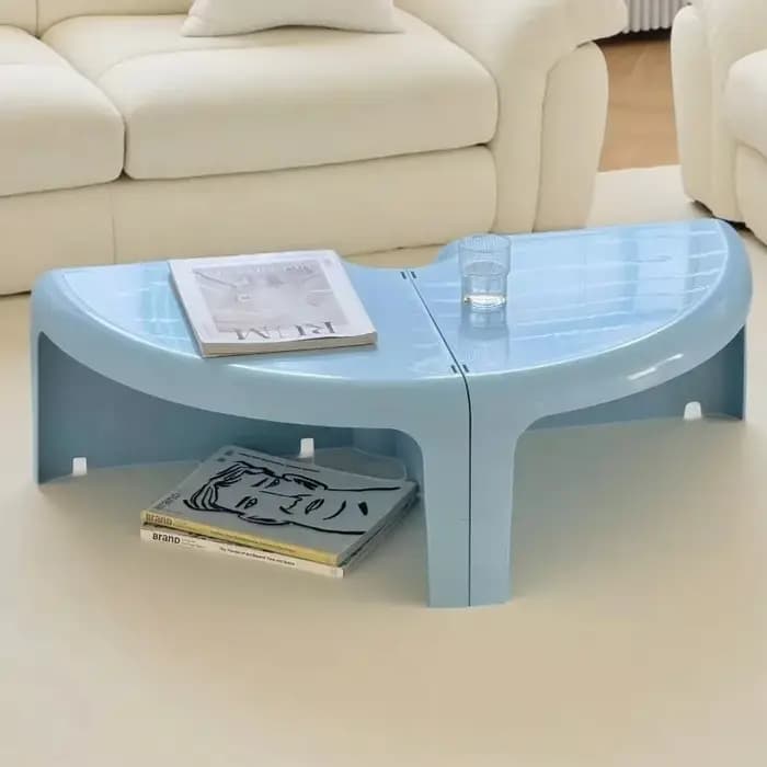 Table basse ronde petite et colorée de style Mid-Century