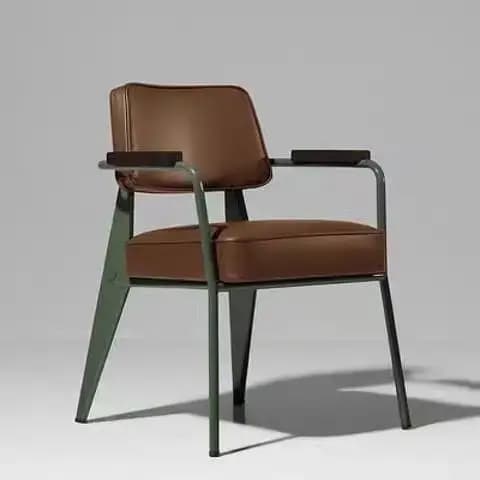 Chaise de salle à manger en fer forgé, style luxe léger, pour négociations, usage domestique, avec dossier en cuir, style café, chaise simple nordique avec accoudoirs, décontractée.
