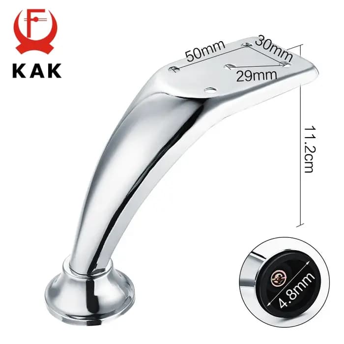 KAK-Pieds de meubles en métal chromé brillant, pieds de table, canapé-lit, remplacement de manucure,