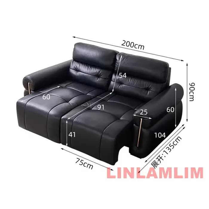 Canapé-lit convertible avec appuie-tête réglables et console/prise escamotables