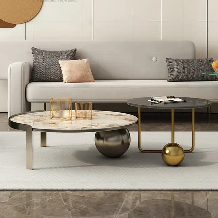 Table basse ronde simple en pierre