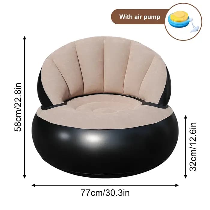 1PC Canapé gonflable de luxe avec pompe à air, fauteuil gonflable doux en flocage, canapé portable s