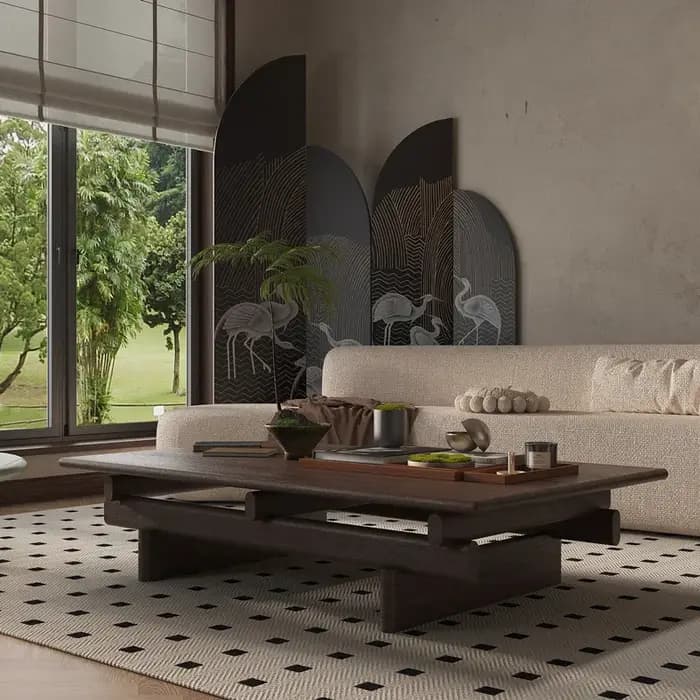 Tables basses en bois massif noir