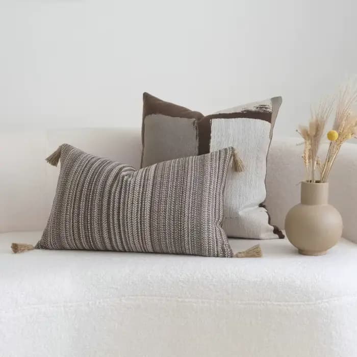 Housse de coussin à rayures à carreaux