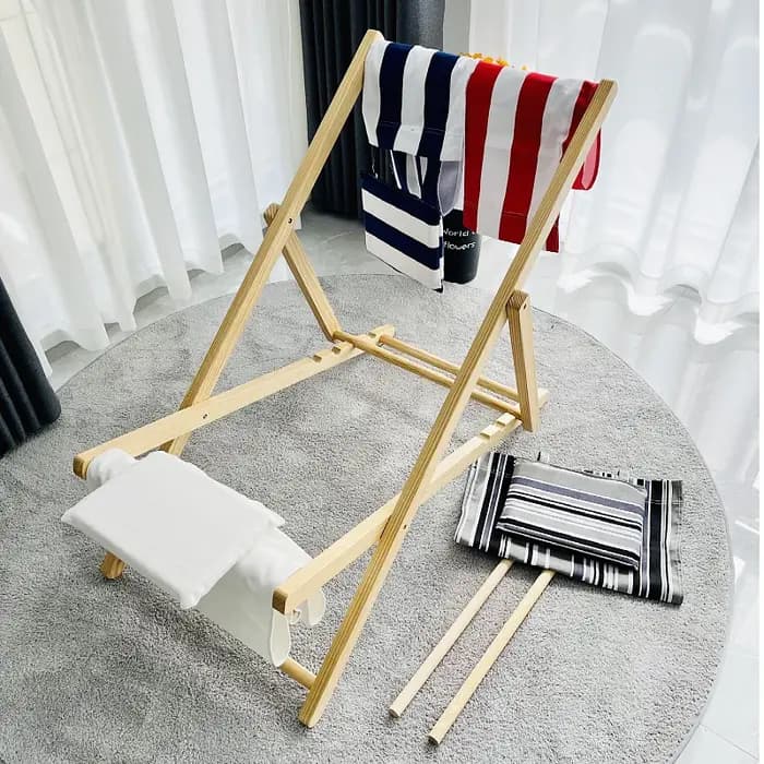 Adulte pliant Camping chaise Relax étudiant en bois inclinable taille