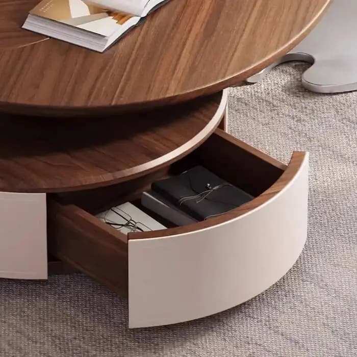 Table basse en placage de noyer en forme de feuille moderne personnalisée, lumière de luxe pour salo
