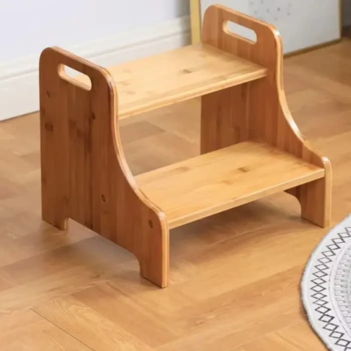Repose-pieds en bois massif à 2 marches, marches d'escalier robustes pour échelle de cuisine jusqu'à