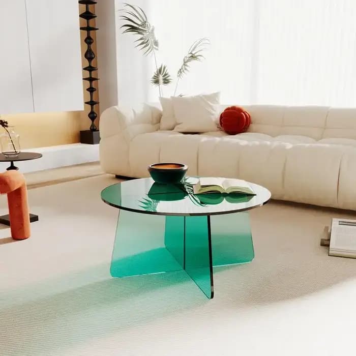 Table d'appoint minimaliste en acrylique de style crème, table d'angle de canapé pour salon, petite