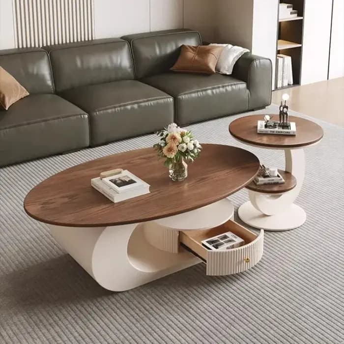 Table basse ovale en marbre pour salon