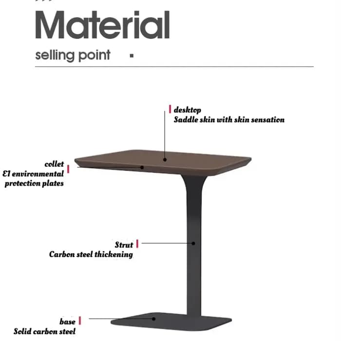 Table d'appoint en cuir en forme de C