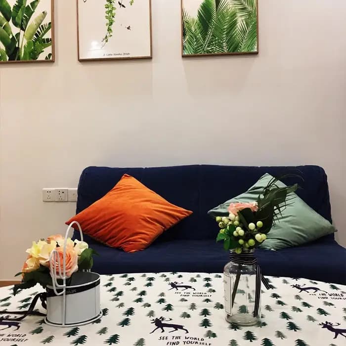 Juste de coussin en velours orange pour canapé