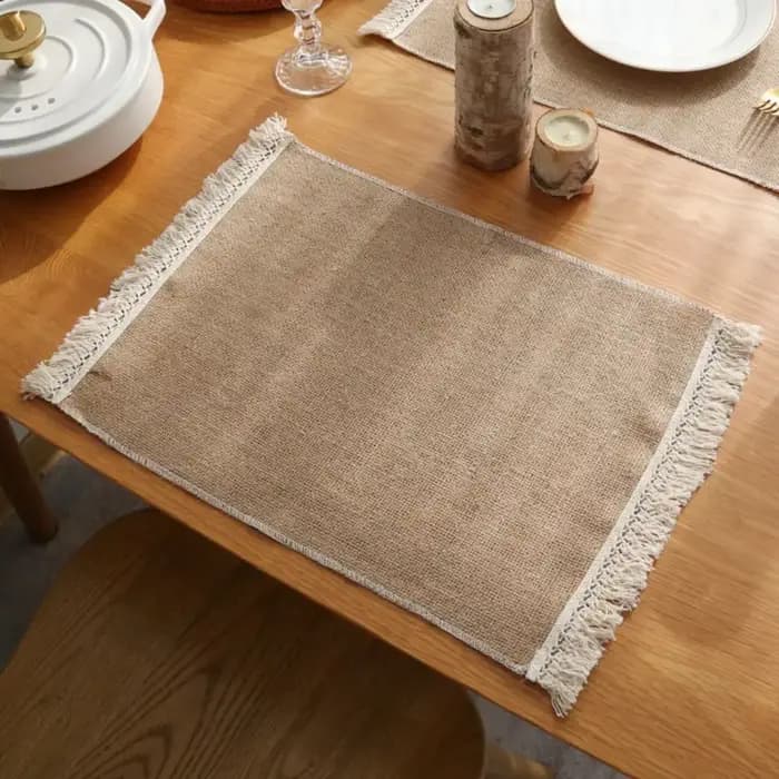 Napperons de table en coton et lin naturel à franges, 1 pièce, pour décoration de table, fournitures