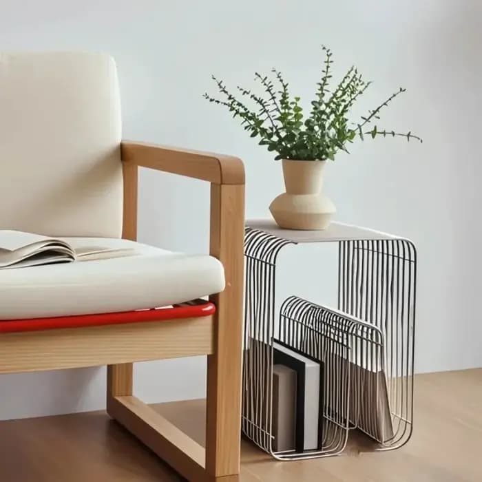 Table basse scandinave moderne en métal, table d'appoint au style minimaliste élégant, avec espace de rangement pour le salon, idéale pour les magazines et les livres
