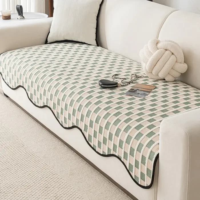 Housse de canapé à motif damier irrégulier