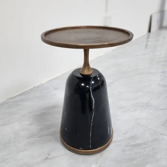 Table basse en métal de détresse Vintage faite à la main, Base en marbre noir naturel, meubles de sa