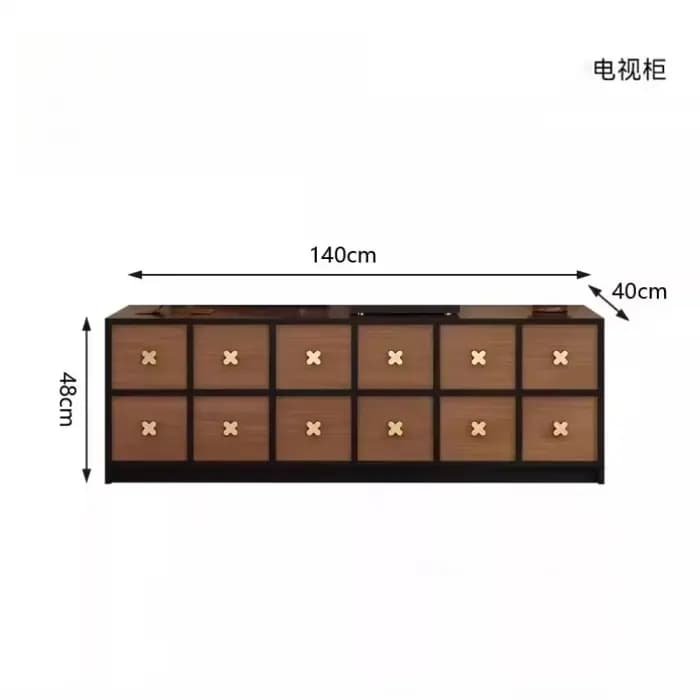 Meuble TV rétro 200 cm en bois brillant