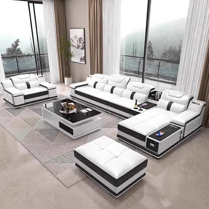 Canapé moderne multifonctionnel en cuir de luxe confortable minimaliste