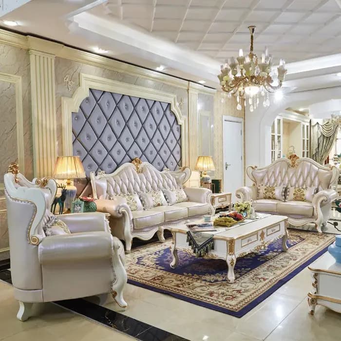 Sectionnel luxe salon canapé en cuir véritable moderne relaxant
