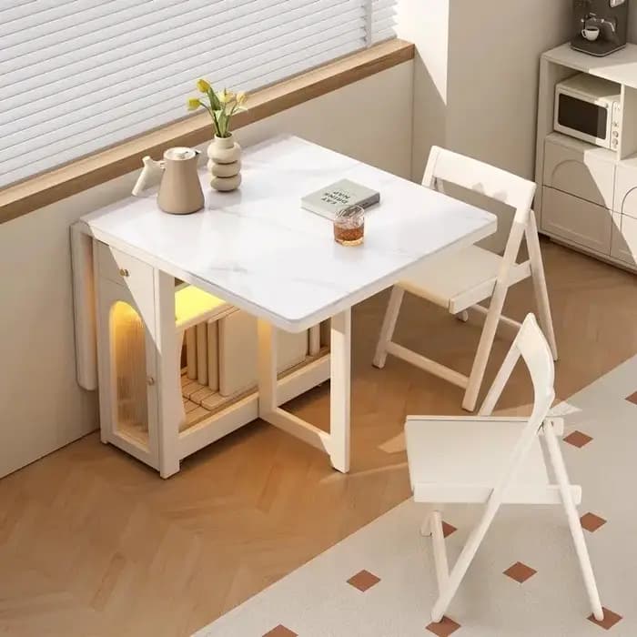 Table à manger japonaise extensible blanc moderne 4 chaises