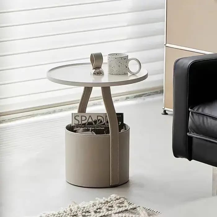 Table à thé ronde nordique Simple de couleur crème, Mini Table d'angle de canapé de chevet pour salo