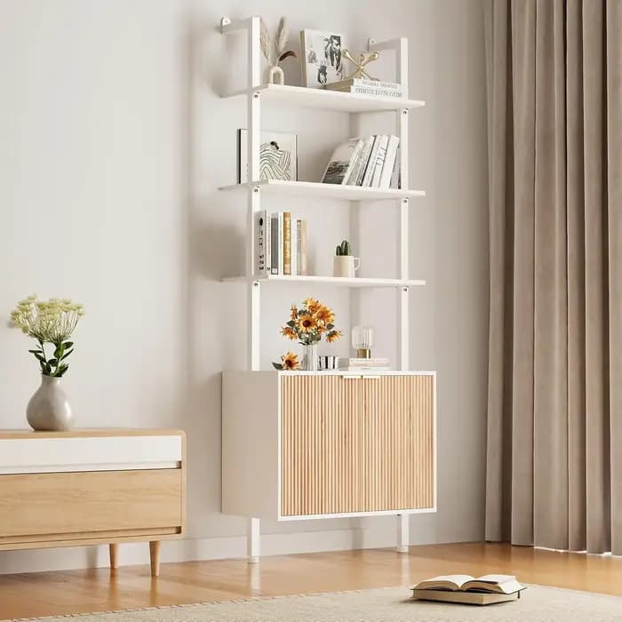 Étagère murale en bois et métal de 74 pouces, bibliothèque, présentoir pour salon, chambre, bureau,