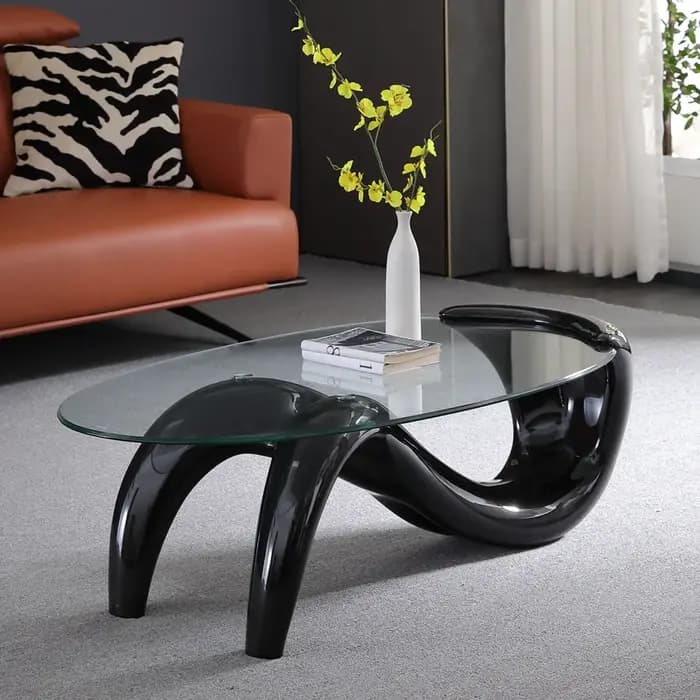 Table Basse éclectique à la mode Unique ovale ondulé Table Basse esthétique Table moderne à la mode