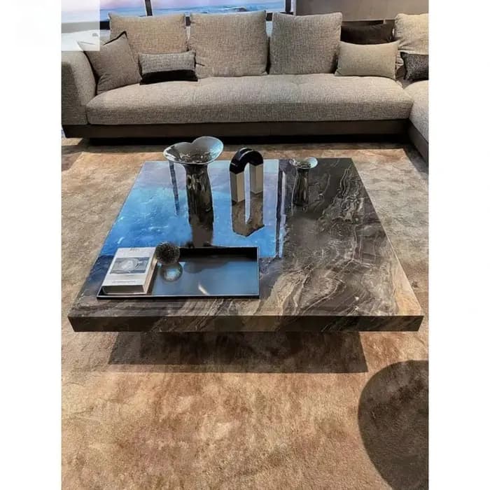 Table basse moderne de luxe en pierre frittée