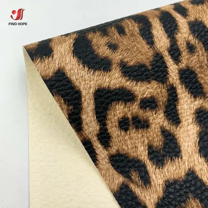 Tissu en similicuir PU motif léopard pour couture