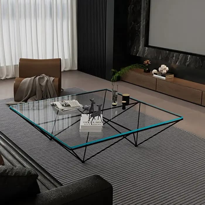 Table basse minimaliste italienne en verre transparent