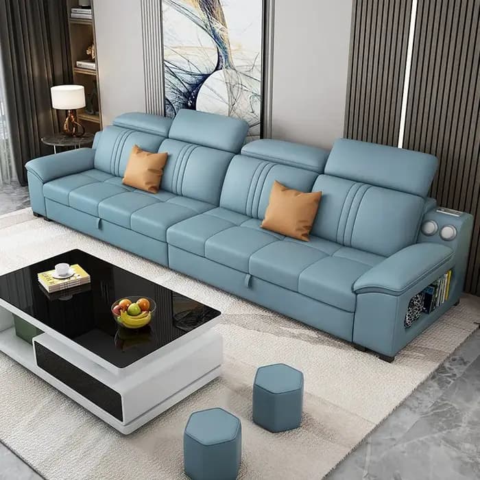 Canapé en cuir véritable design De luxe moderne caché Relax lit