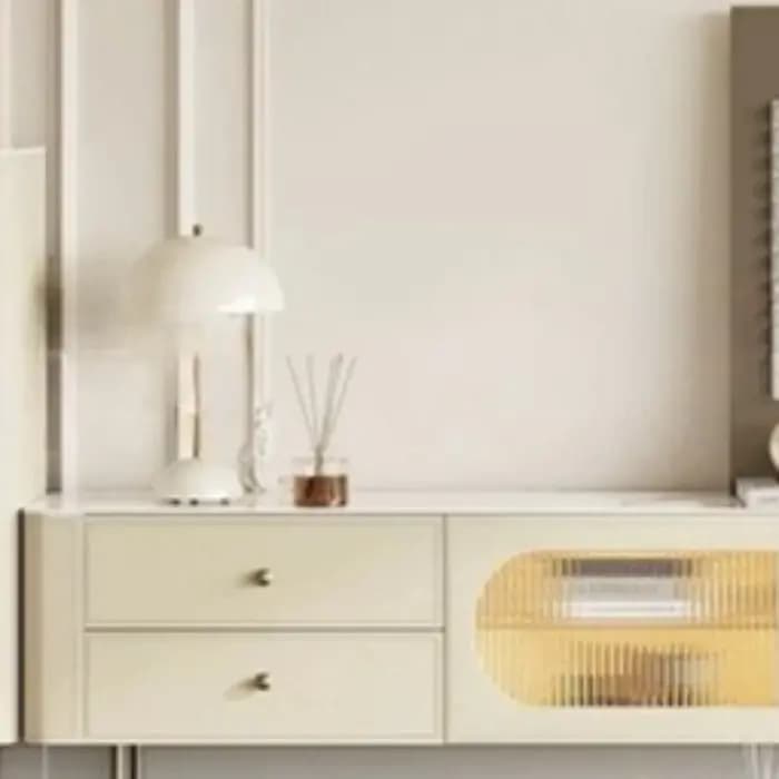 Meubles TV Esthétique Moderne avec Portes en Verre Simples et Supports au Sol
