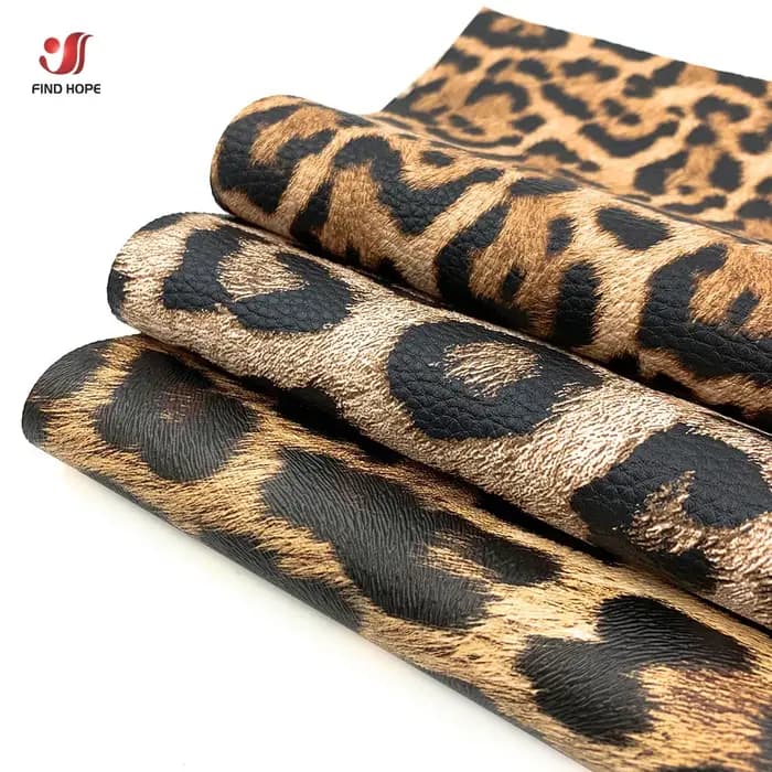 Tissu en similicuir PU motif léopard pour couture