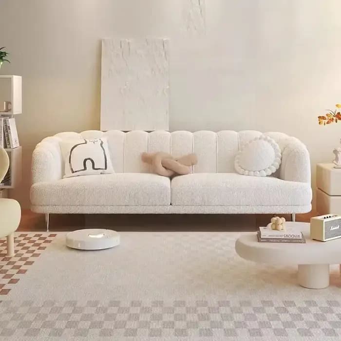 Fauteuil en tissu canapé blanc laine d'agneau chambres salon