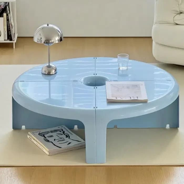 Table basse ronde petite et colorée de style Mid-Century