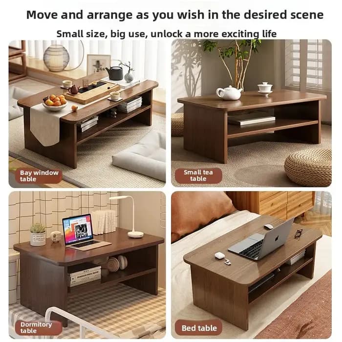 Table basse japonaise à profil bas pour baie vitrée