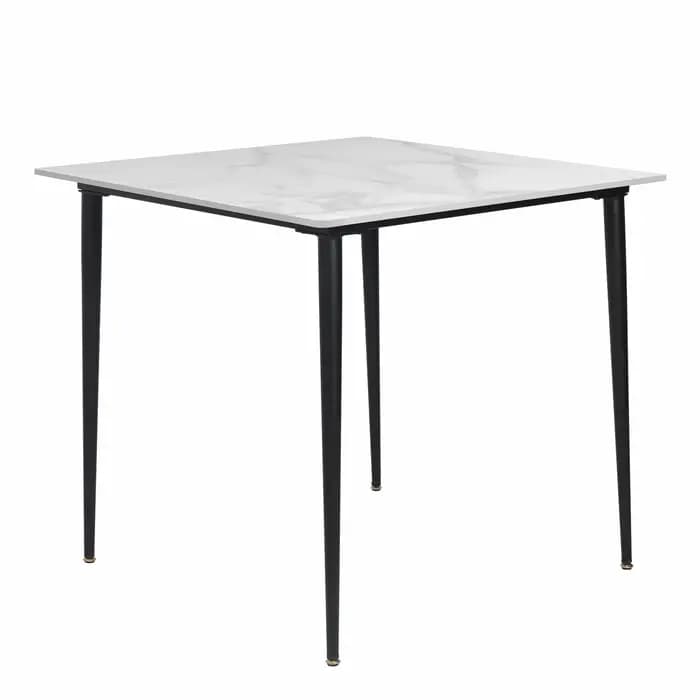 Table à manger de cuisine en ardoise du milieu du siècle, avec plateau en pierre frittée et pieds en