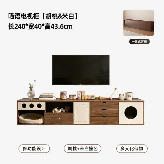 Meuble TV d'angle vintage en bois, style Mid-Century, pour salon de luxe