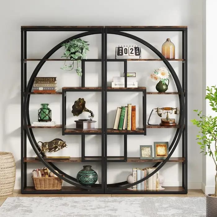 Bibliothèque, bibliothèque industrielle Etagere à 5 niveaux, bibliothèque de 70,8 pouces de haut, ét
