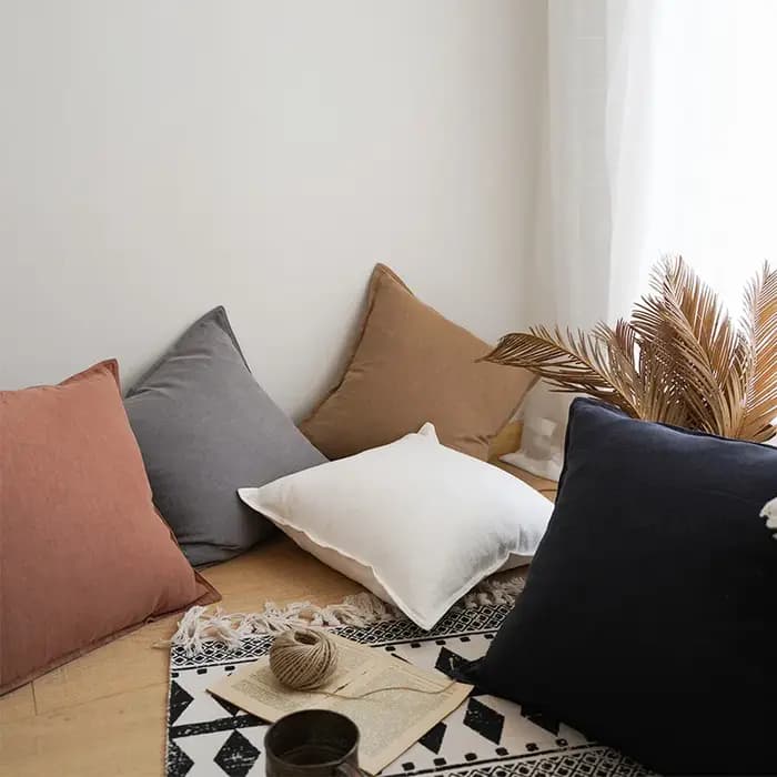 Housse de coussin de canapé en coton et lin épais