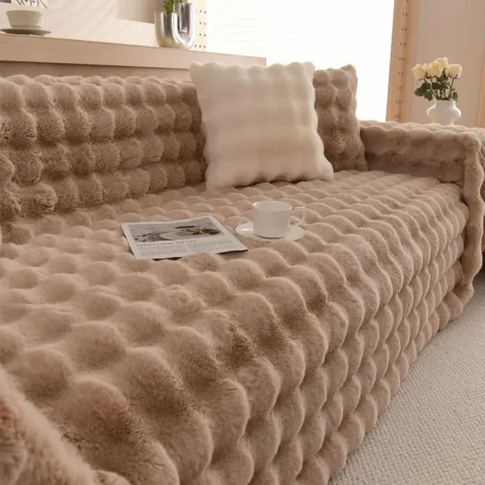 Nouveau 2025 hiver housse de canapé épais en peluche fausse fourrure de lapin antidérapant