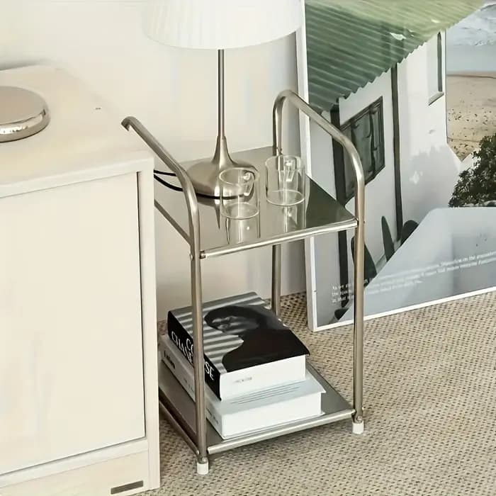 Table d'appoint moderne en acier inoxydable