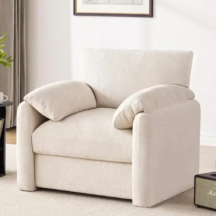 Fauteuil en chenille surdimensionné moderne du milieu du siècle, 38,6 de large, chaise longue élégan