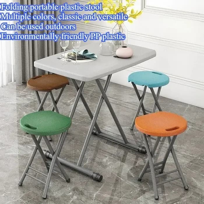 Tabouret rond portable en plastique, pliable, pour extérieur, banc simple, chaise pliante en plastiq