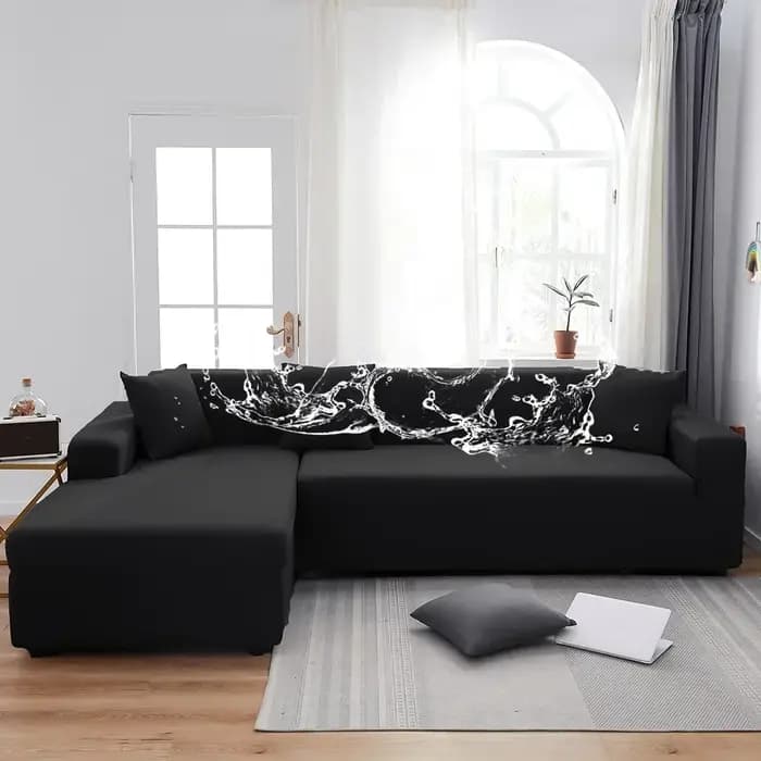Juste de Protection Imperméable pour Canapé et Fauteuil 1/2/3/4 Places, Couleur Unie, Noire
